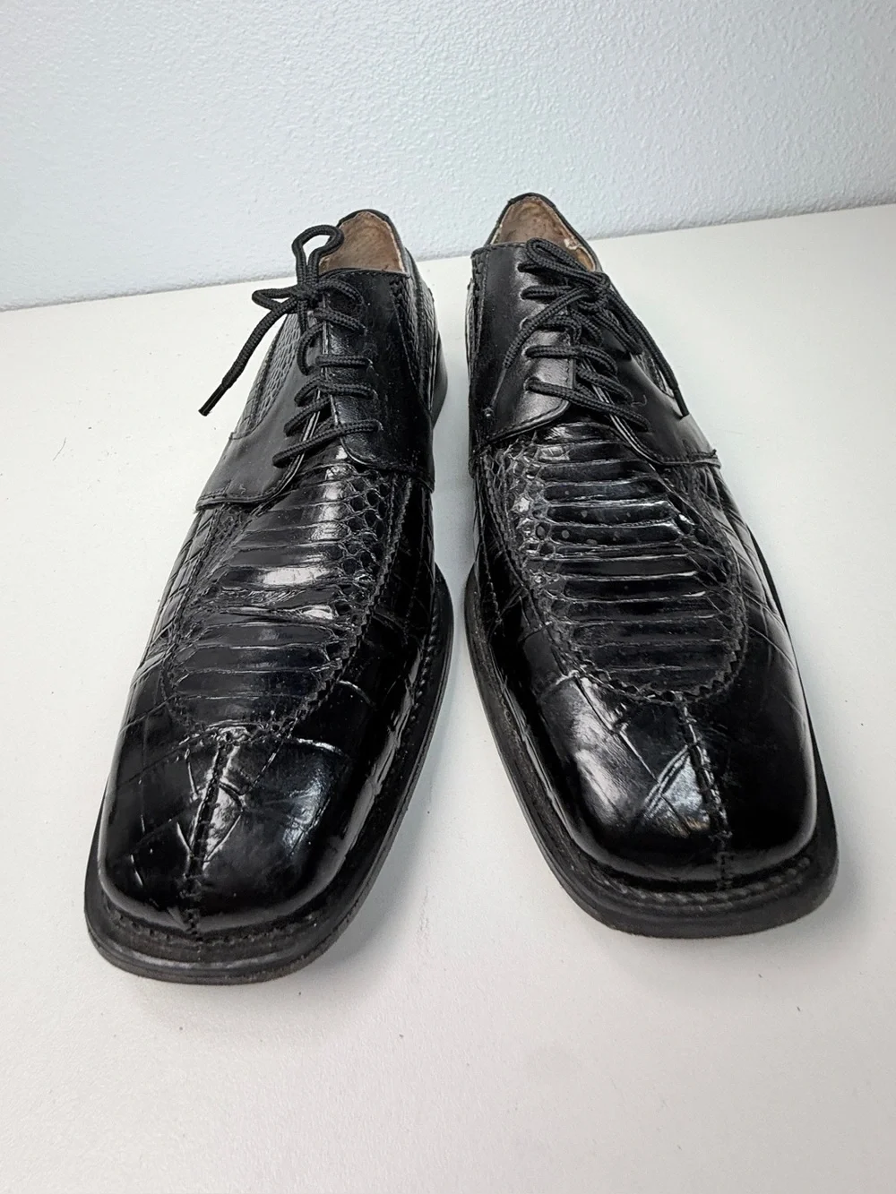 Stacy Adams Genuine Snake Leather Croc Embossed Oxford Dress Shoes men size 9